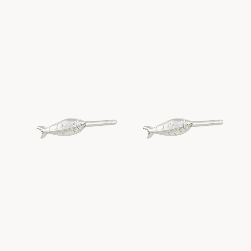 little fish earrings - sterling silver
