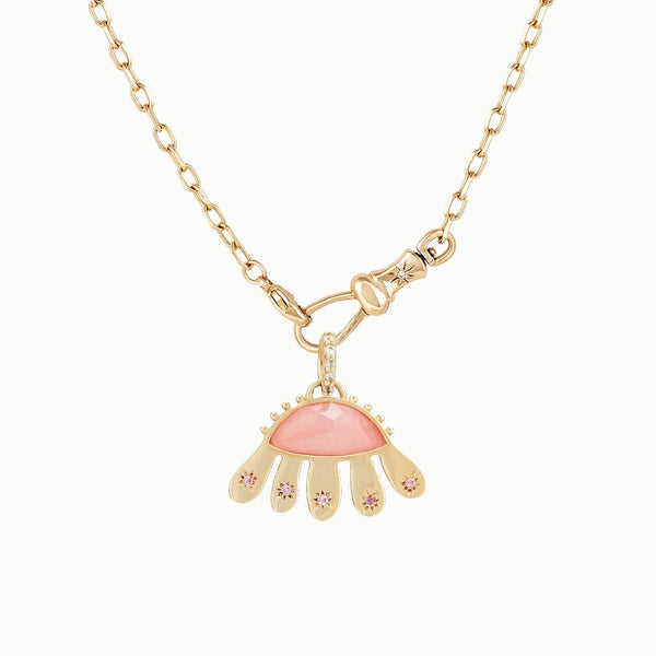 bloom and become necklace bundle - 10k yelllow gold, diamonds, rhodonite, sapphire