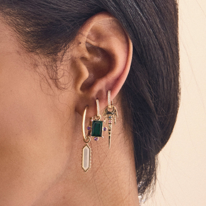 cosmic wish earring charm - 10k yellow gold, sapphire gemstones