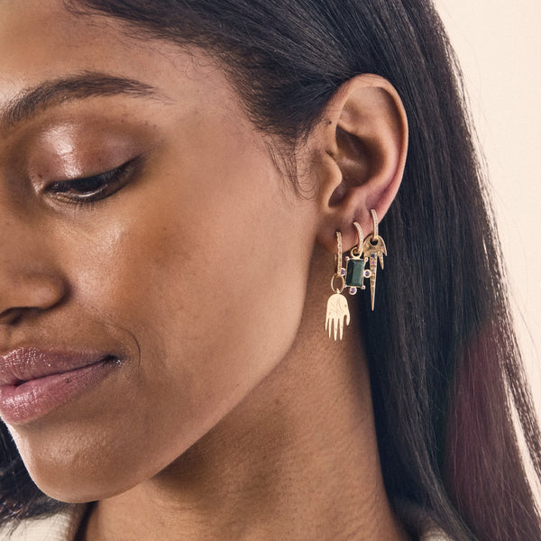 starlight diamond earring click hoop - 14k yellow gold, brilliant diamonds
