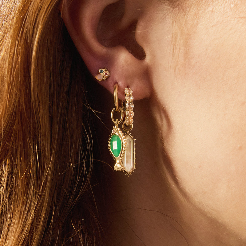 poisson de liberté chrysoprase fish charm - 10k yellow gold, chrysoprase, pink sapphire, diamond