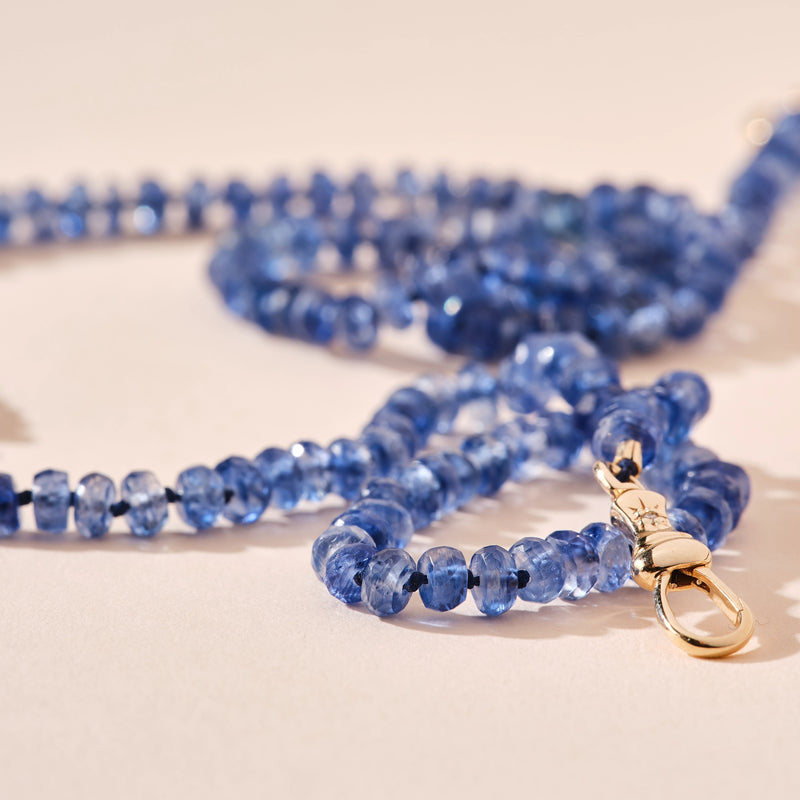 kyanite beaded mood bracelet - 10k yellow gold, natural kyanite, brilliant diamonds