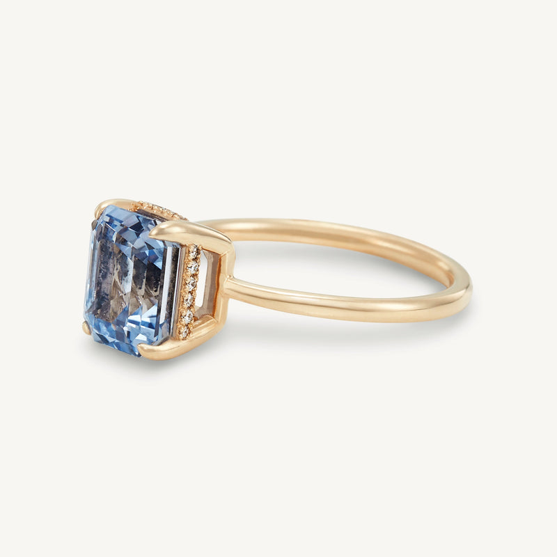 all this and we still met one-of-a-kind - 14k yellow gold, emerald cut sapphire, diamonds