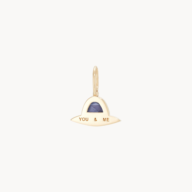 a spaceship built for 2 charm - 10k yellow gold, iolite, diamonds