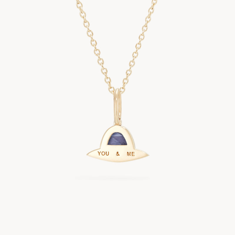 a spaceship built for 2 charm - 10k yellow gold, iolite, diamonds