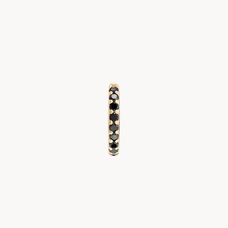 shine on black diamond huggie hoop - 14k yellow gold, black diamond gemstones