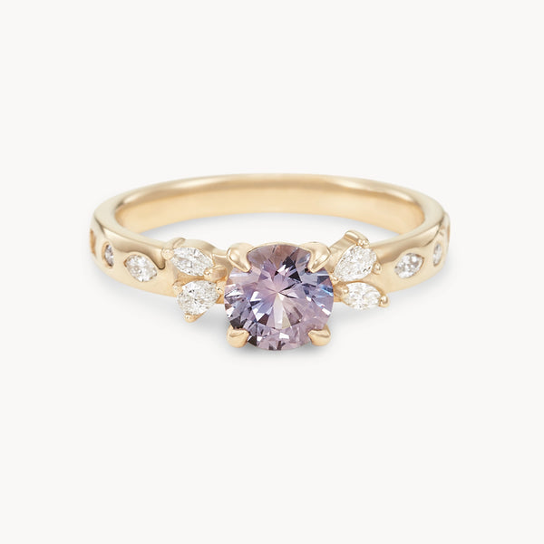 blush cascade round sapphire one-of-a-kind ring - 14k yellow gold