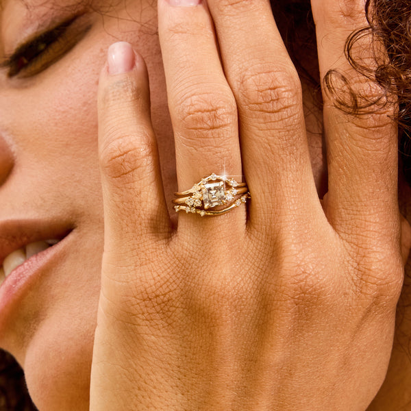 borealis bond one-of-a-kind ring - 14k yellow gold, asscher cut, brilliant diamonds
