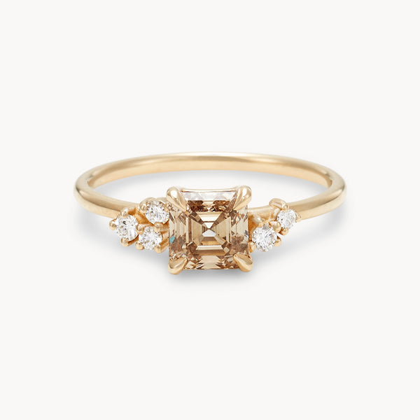 borealis bond one-of-a-kind ring - 14k yellow gold, asscher cut, brilliant diamonds