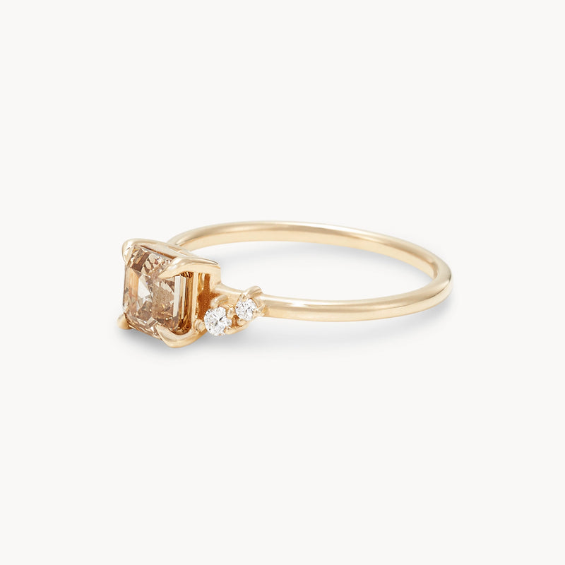 borealis bond one-of-a-kind ring - 14k yellow gold, asscher cut, brilliant diamonds