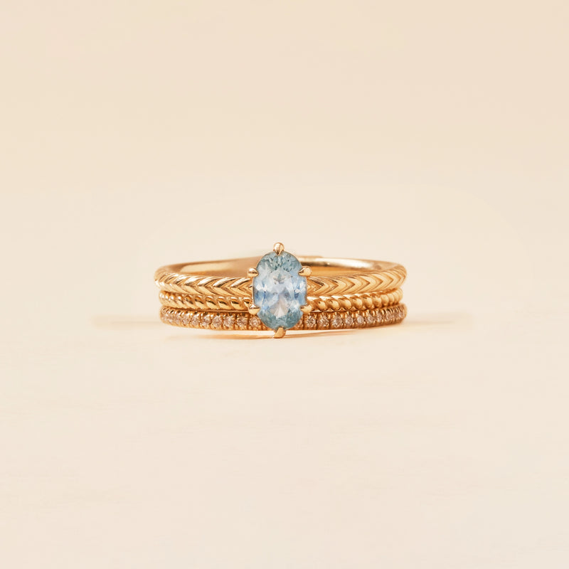 boundless heart one-of-a-kind ring - 14k yellow gold ring, pale sky blue oval solitaire sapphire