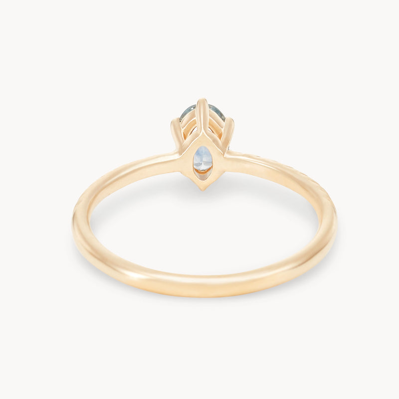 boundless heart one-of-a-kind ring - 14k yellow gold ring, pale sky blue oval solitaire sapphire