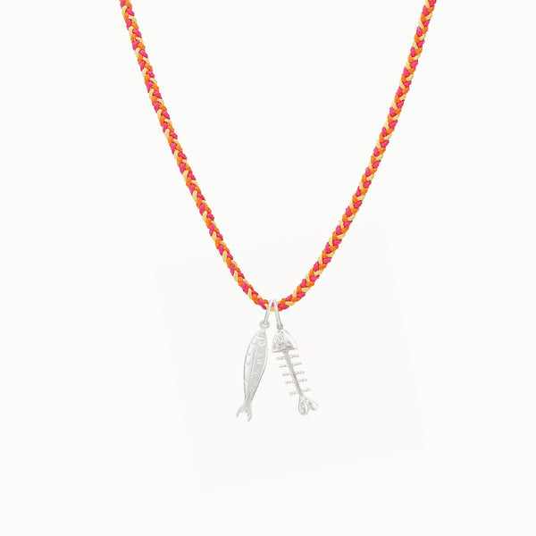 sun drift chain and charm bundle - sterling silver, diamond, braided cord