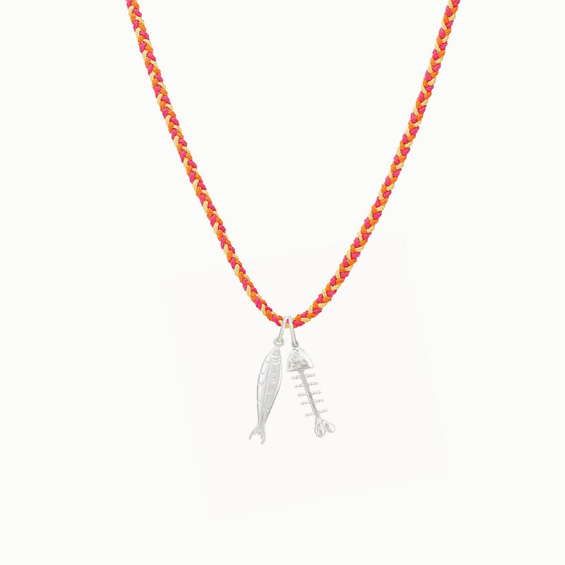 sun drift chain and charm bundle - sterling silver, diamond, braided cord