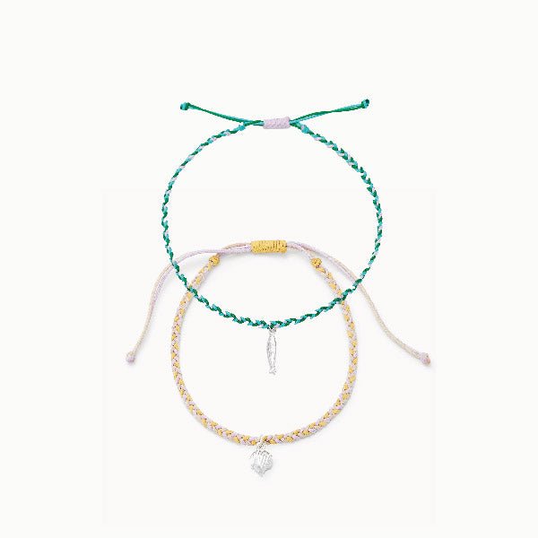 tidal treasures braided anklet duo - sterling silver, braided cord