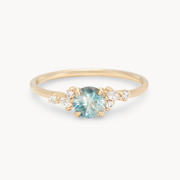 charted by the stars one-of-a-kind ring - 14k yellow gold, bicolor round sapphire, diamonds