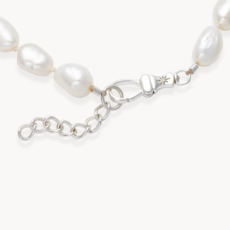 shoreline anklet duo - sterling silver, pearl, braided cord