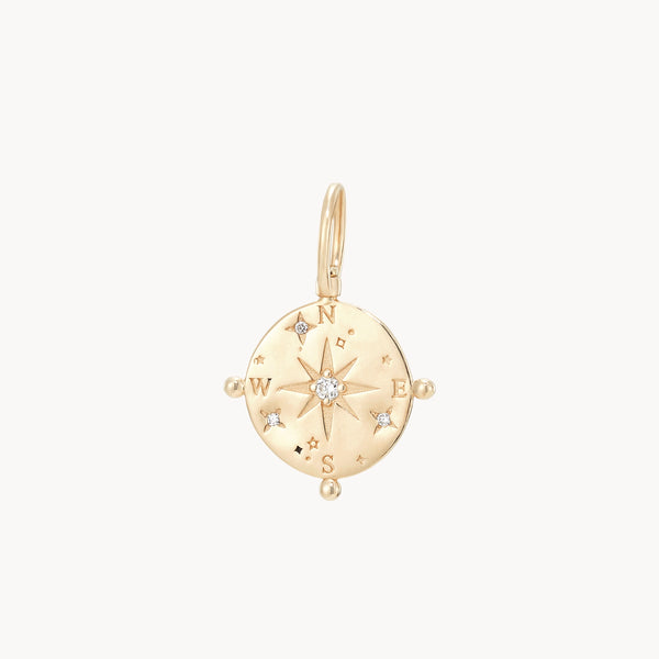 cosmic compass charm - 10k yellow gold, diamonds