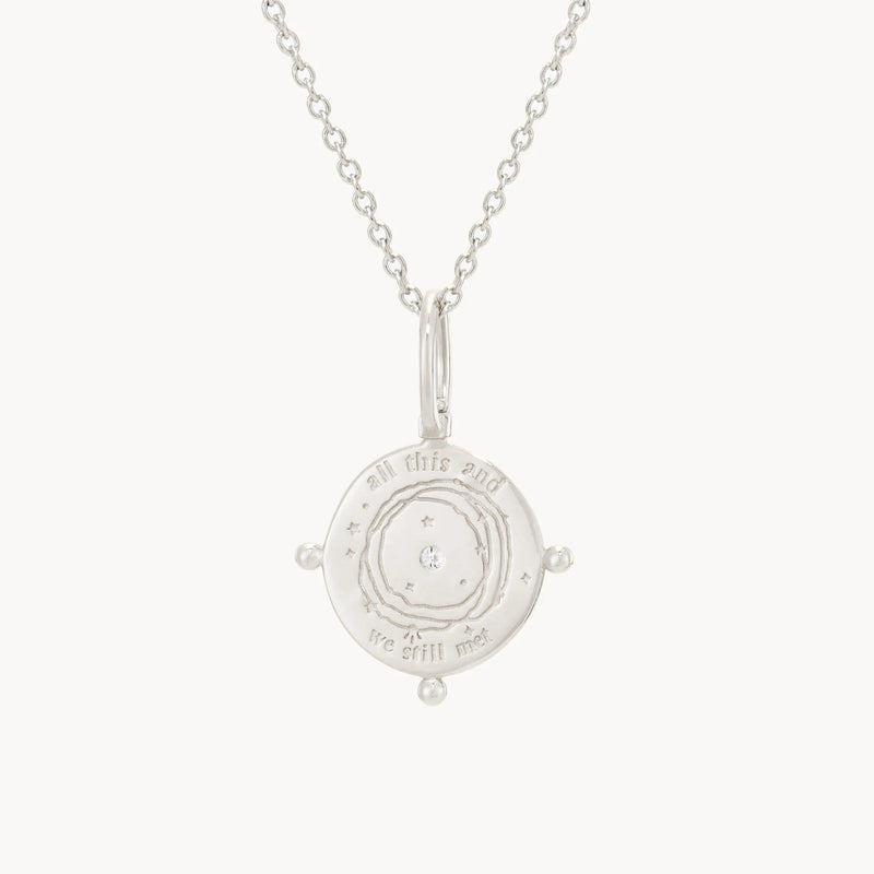 cosmic compass charm - sterling silver, diamonds