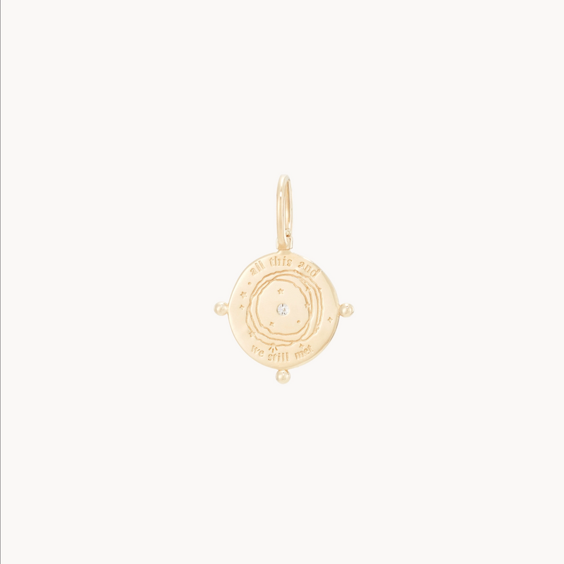 cosmic compass charm - 10k yellow gold, diamonds