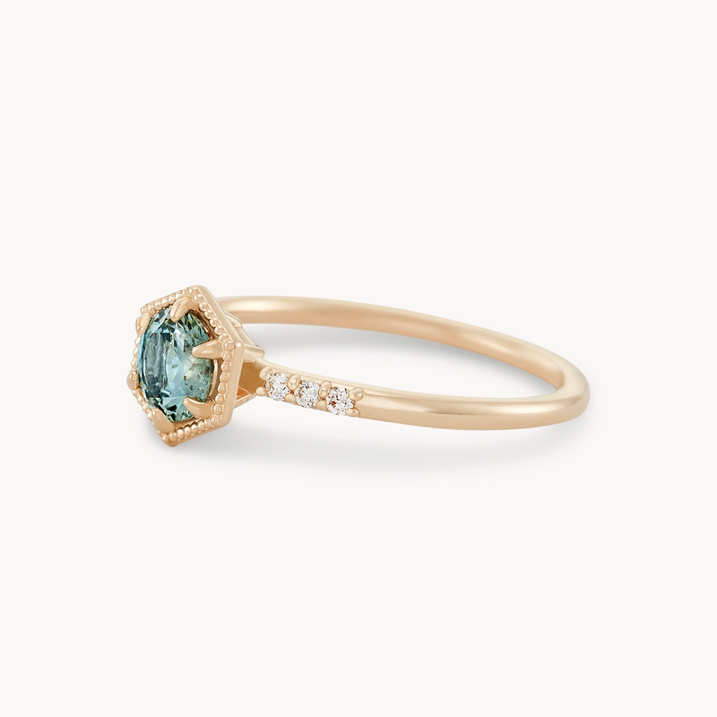 cosmic destiny one-of-a-kind - 14k yellow gold ring, blue sapphire