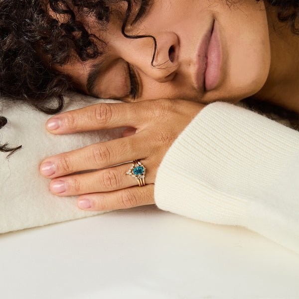 cosmic serendipity one-of-a-kind - 14k yellow gold, oval sapphire, diamonds