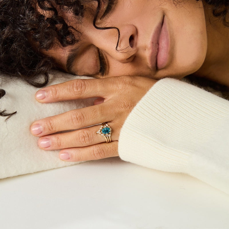 cosmic serendipity one-of-a-kind - 14k yellow gold, oval sapphire, diamonds