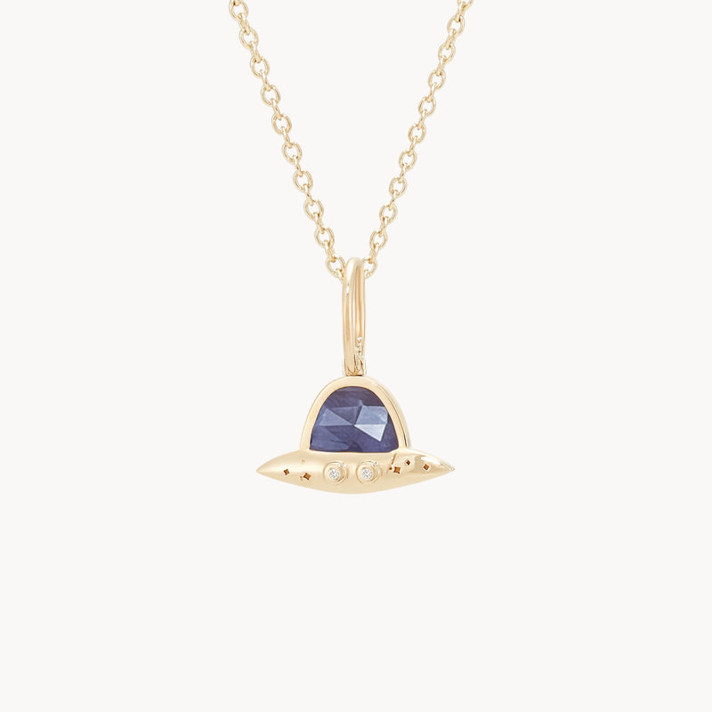 a spaceship built for 2 charm - 10k yellow gold, iolite, diamonds