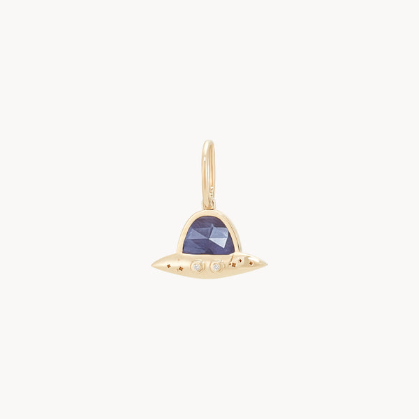 a spaceship built for 2 charm - 10k yellow gold, iolite, diamonds
