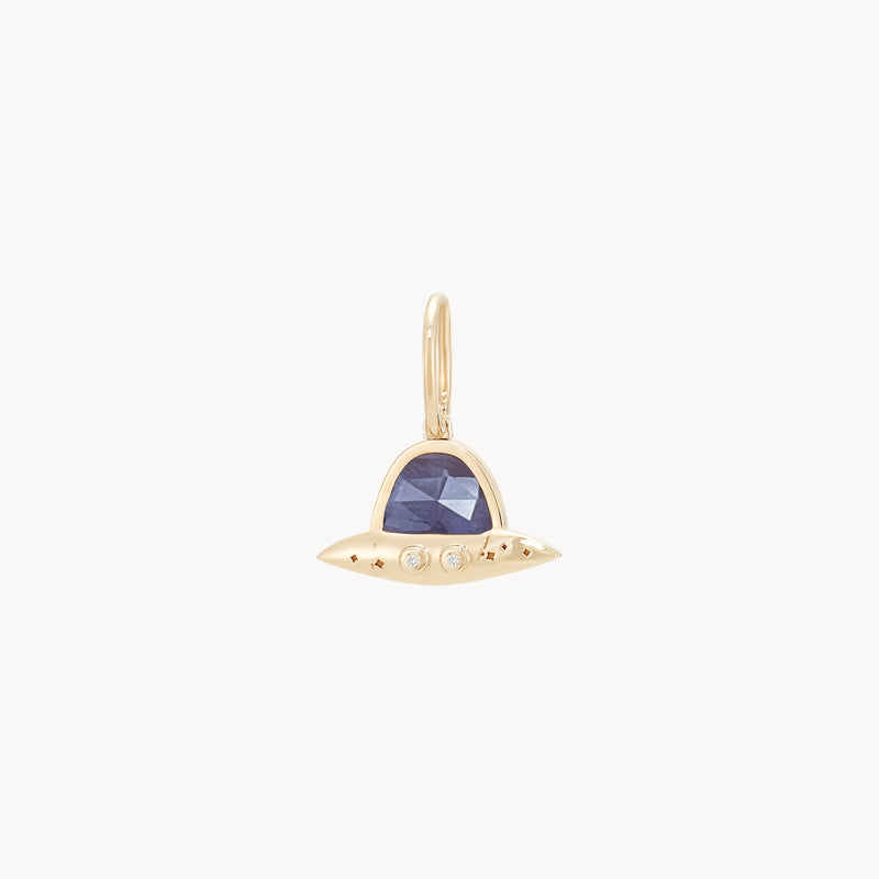 a spaceship built for 2 charm - 10k yellow gold, iolite, diamonds