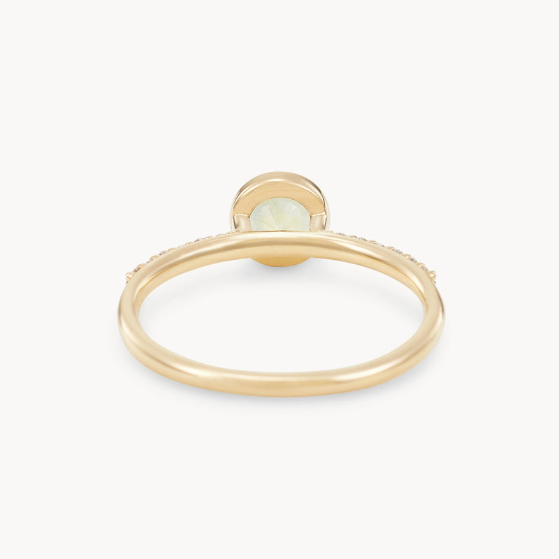 dancing moonglow one-of–kind ring - 14k yellow gold, round sapphire