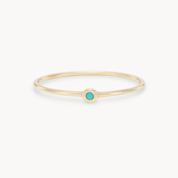 family december birthstone stacking ring - 10k yellow gold, turquoise gemstone