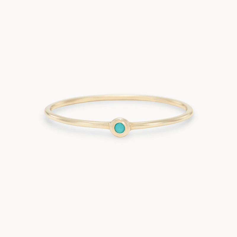 family december birthstone stacking ring - 10k yellow gold, turquoise gemstone