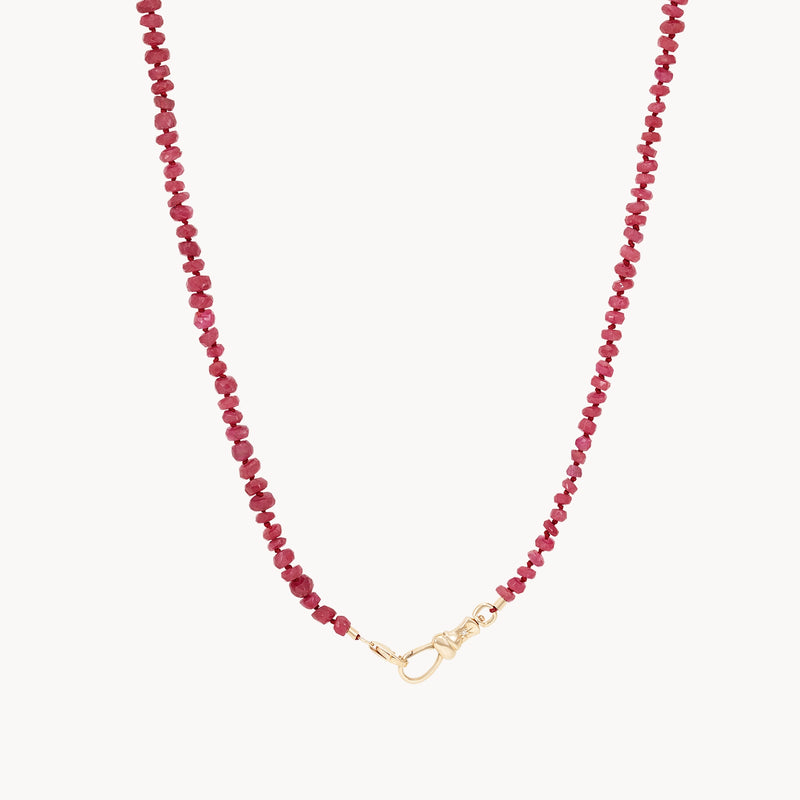 ruby beaded mood necklace - 10k yellow gold, ruby gemstones