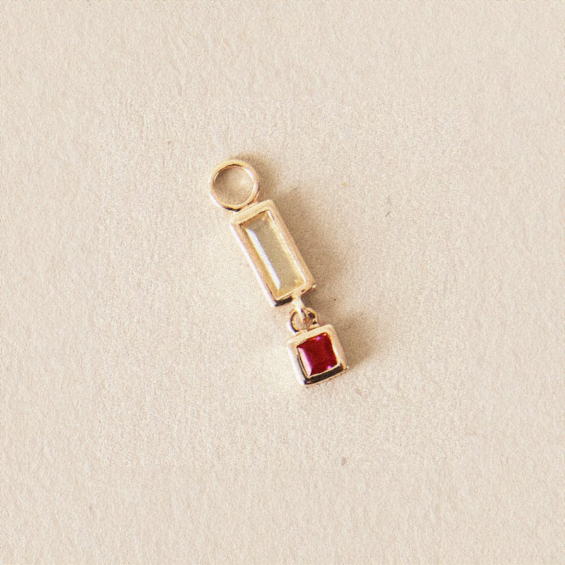 blessings abound ruby earring charm - 10k yellow gold, moonstone, ruby