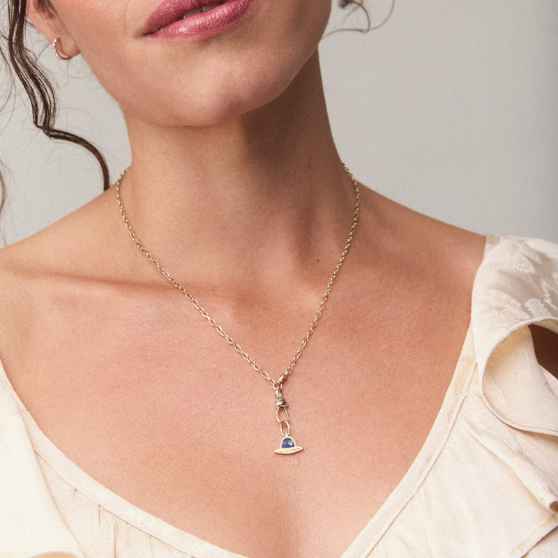 a spaceship built for 2 charm - 10k yellow gold, iolite, diamonds