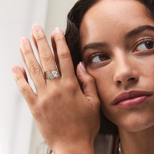 family june birthstone stacking ring - 10k yellow gold,  moonstone gemstone