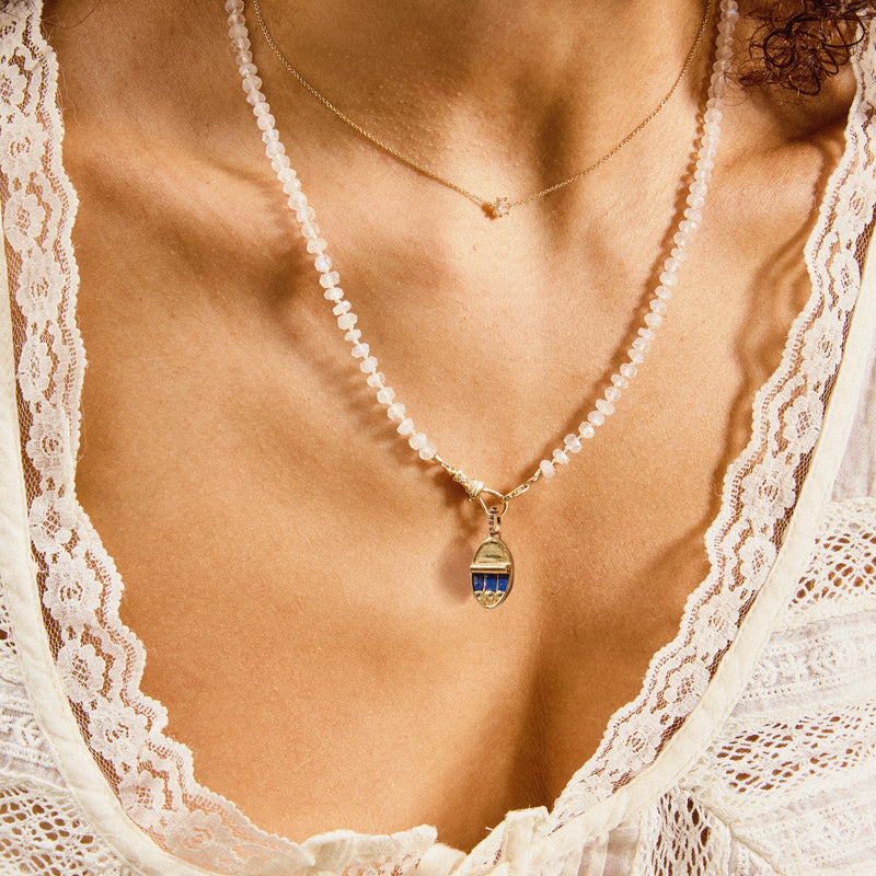 stay salty sardine charm - 10k yellow gold, lapis, blue sapphires