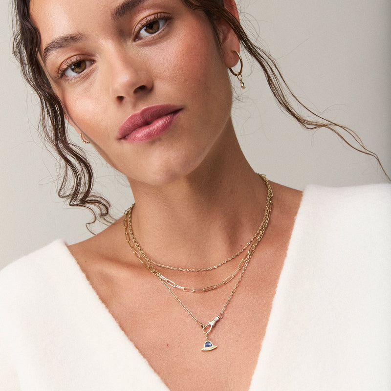 a spaceship built for 2 charm - 10k yellow gold, iolite, diamonds