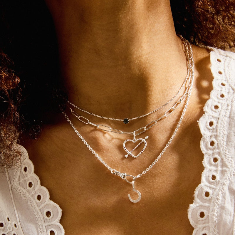 wild luck horseshoe charm - sterling silver, diamond