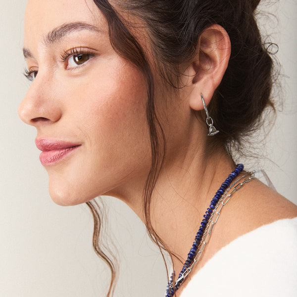 a spaceship built for 2 charm - sterling silver, labradorite, diamonds