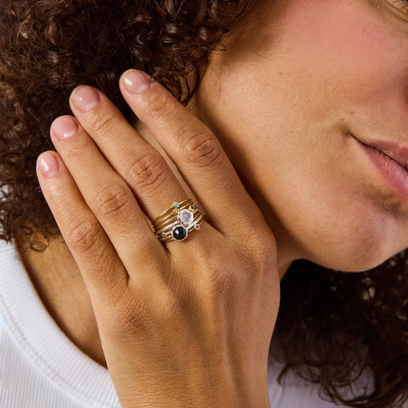 family august birthstone stacking ring - 10k yellow gold, peridot gemstone