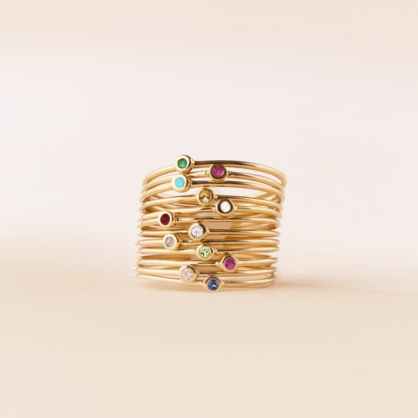 family december birthstone stacking ring - 10k yellow gold, turquoise gemstone