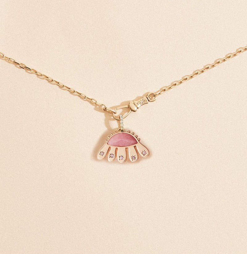 bloom and become necklace bundle - 10k yelllow gold, diamonds, rhodonite, sapphire