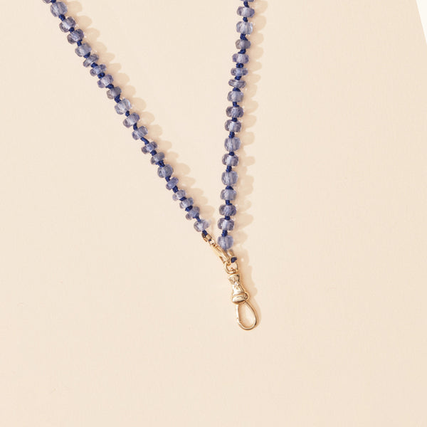 kyanite beaded mood necklace - 10k yellow gold, kyanite