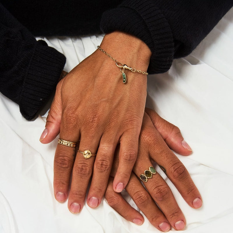 big dill energy lucky emerald pickle charm - 10k yellow gold, emerald gemstone, diamond