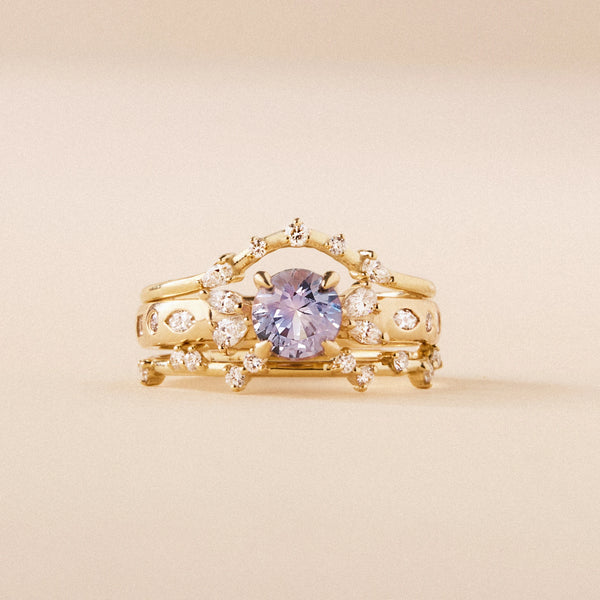 blush cascade round sapphire one-of-a-kind ring - 14k yellow gold