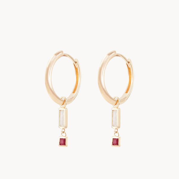 blessings abound ruby earring charm - 10k yellow gold, moonstone, ruby