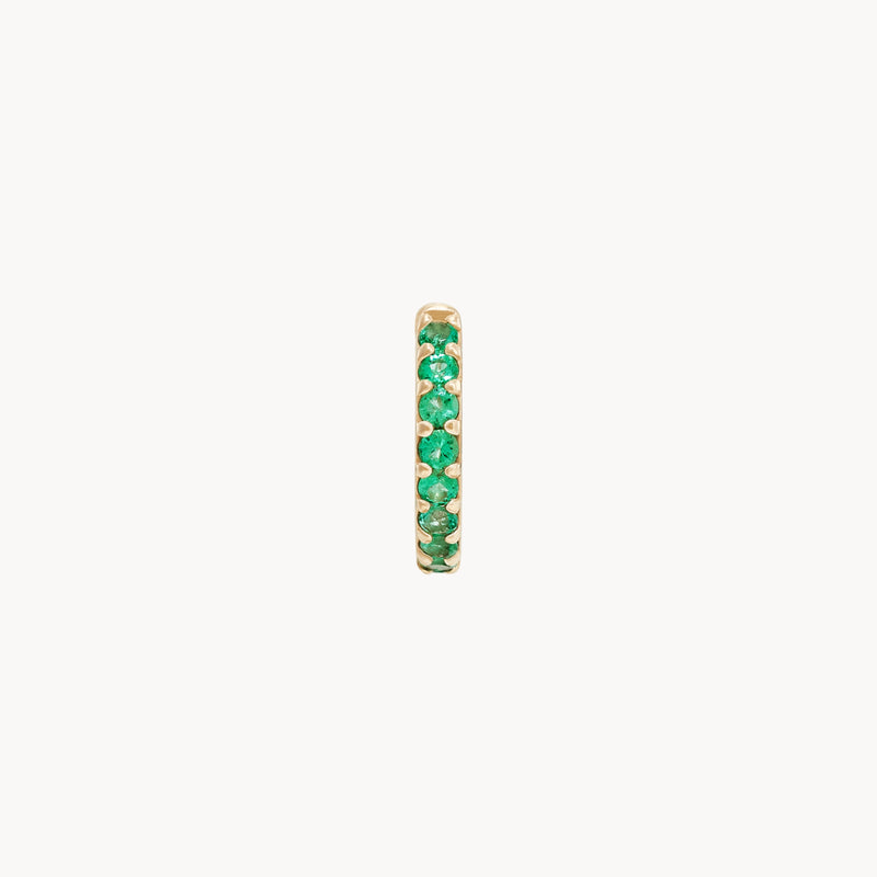 shine on emerald huggie hoop - 14k yellow gold, emerald gemstones