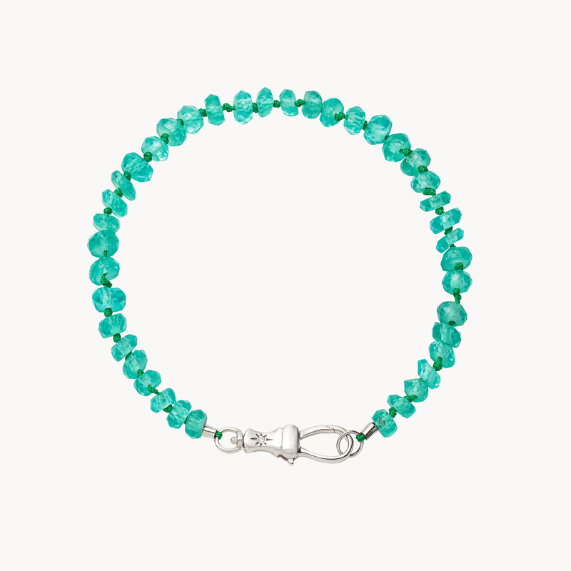 emerald beaded mood bracelet - sterling silver, natural emerald, brilliant diamonds
